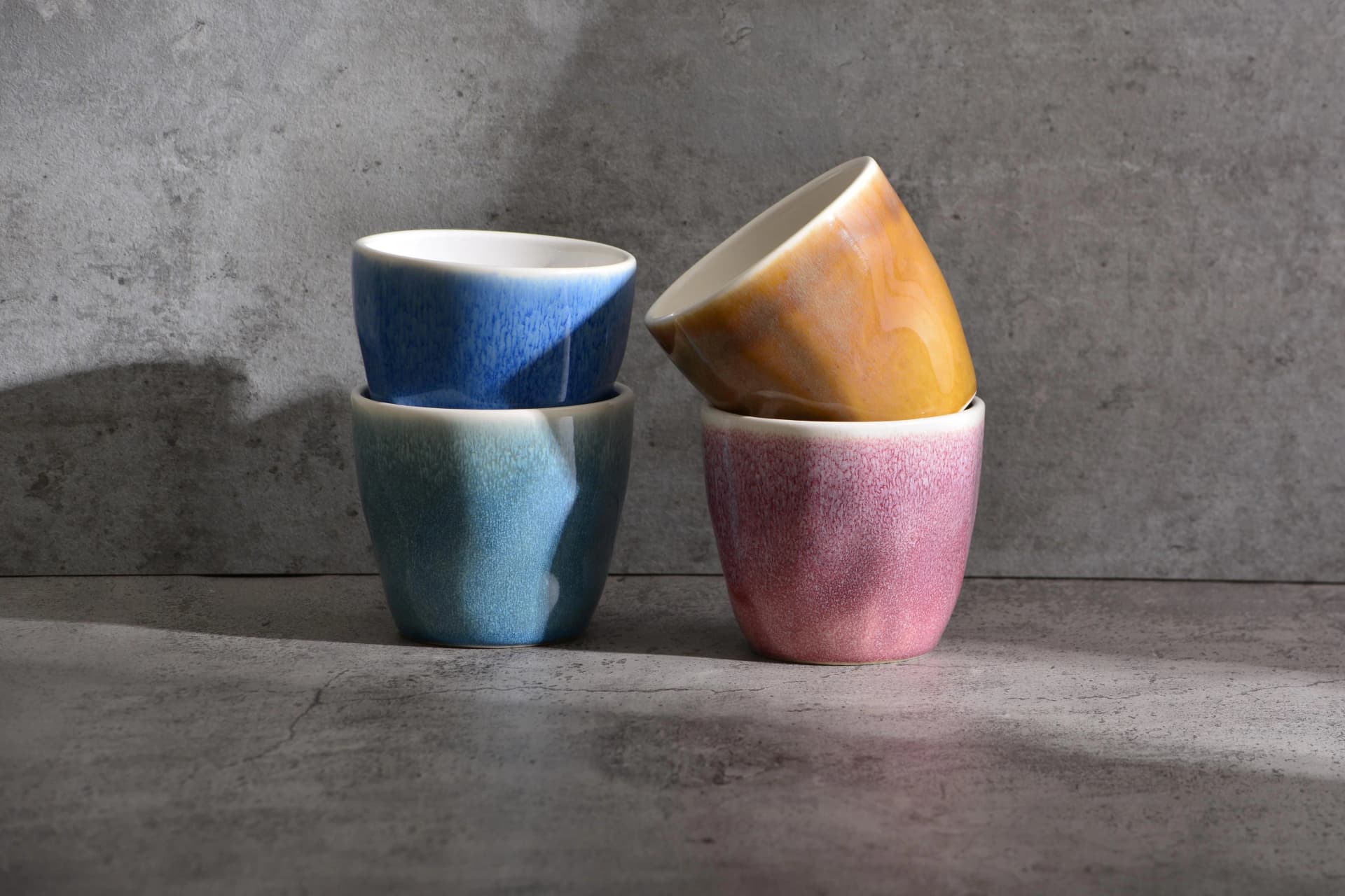 LeGer Teebecher 4er Set Bunt Steinzeug