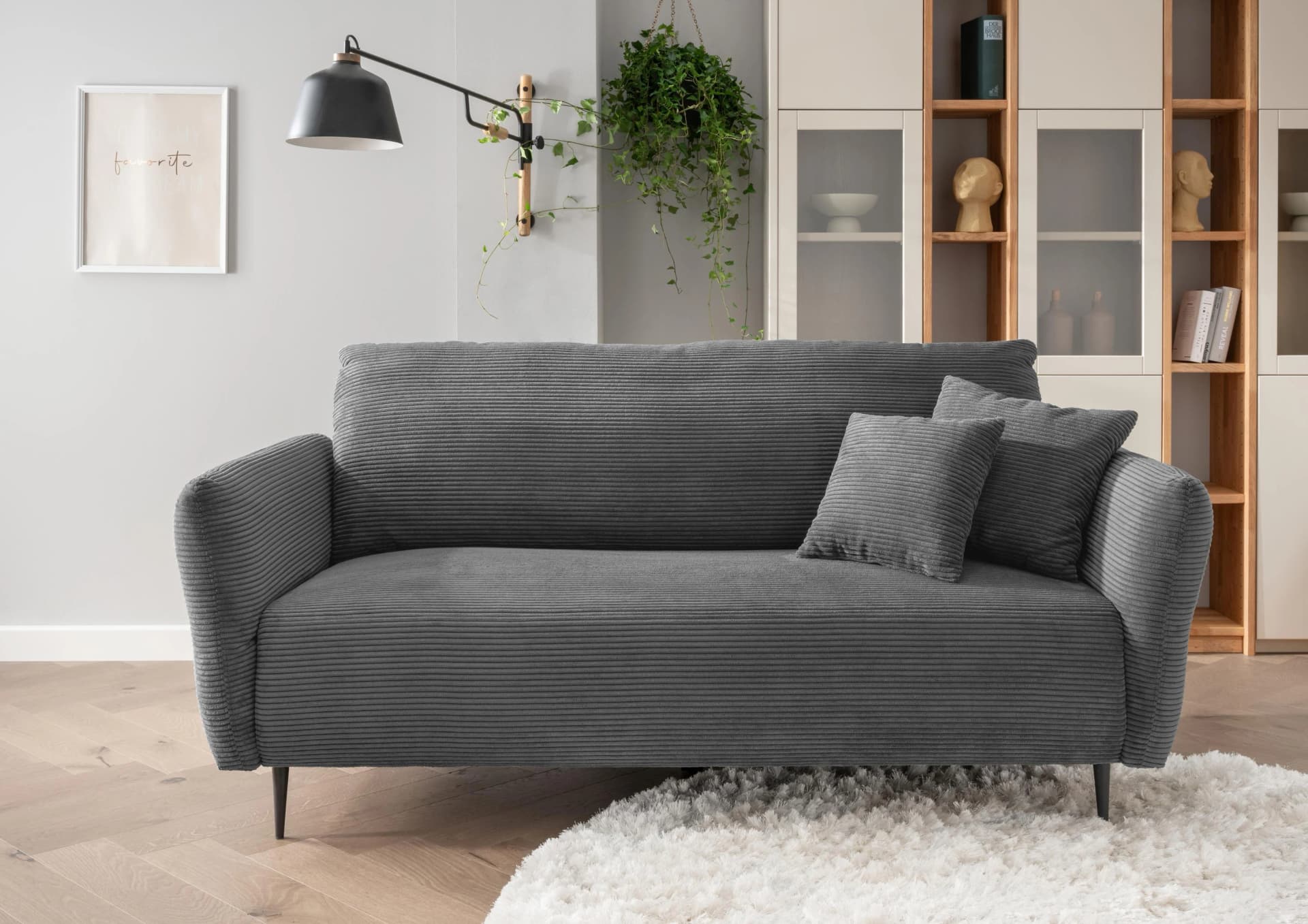 HOME AFFAIRE Polstergarnitur Vanilla Grau 3-Sitzer 2-Sitzer mit Zierkissen