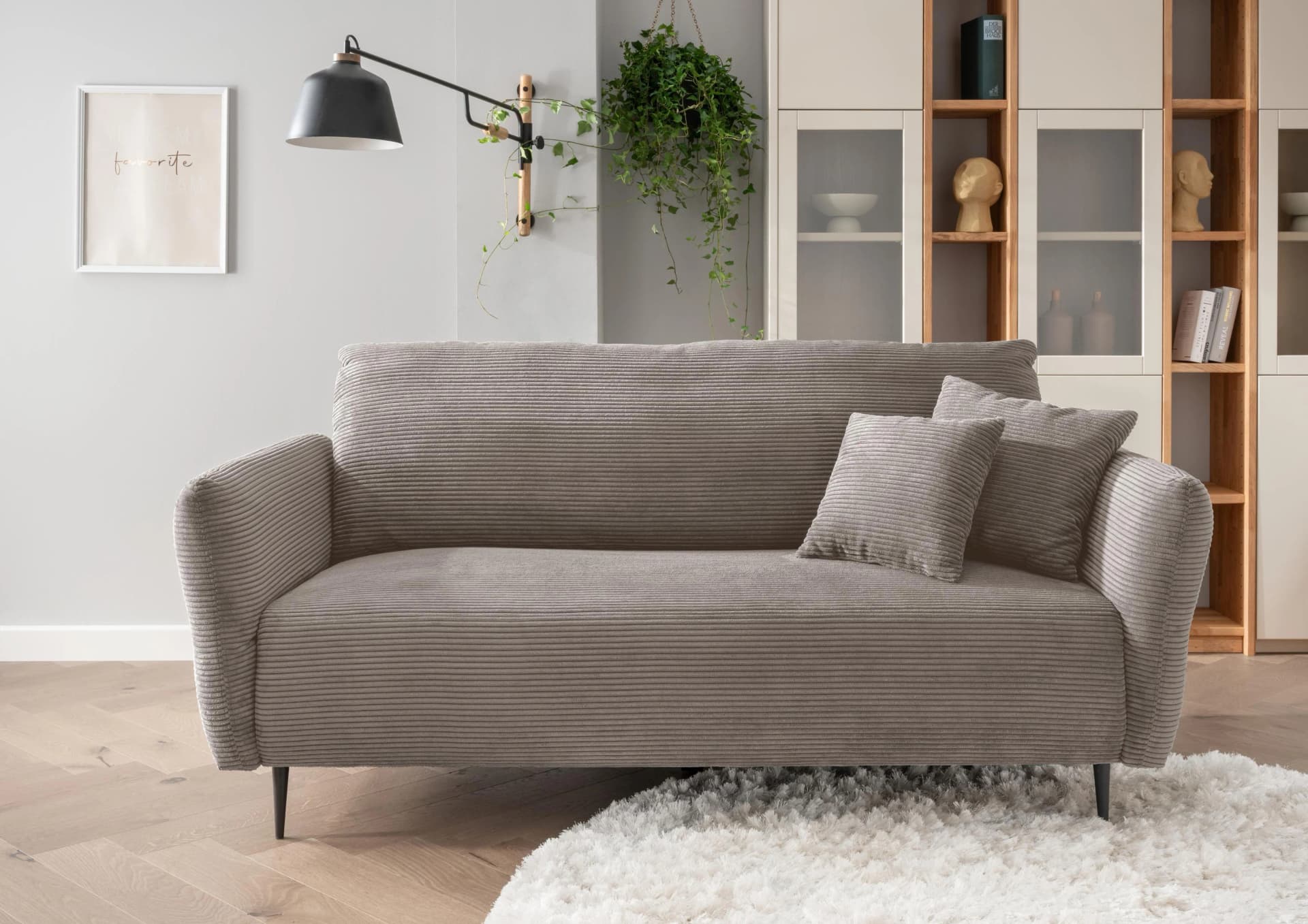 HOME AFFAIRE Vanilla 3-Sitzer Sofa Braun Armlehnenfunktion Cord