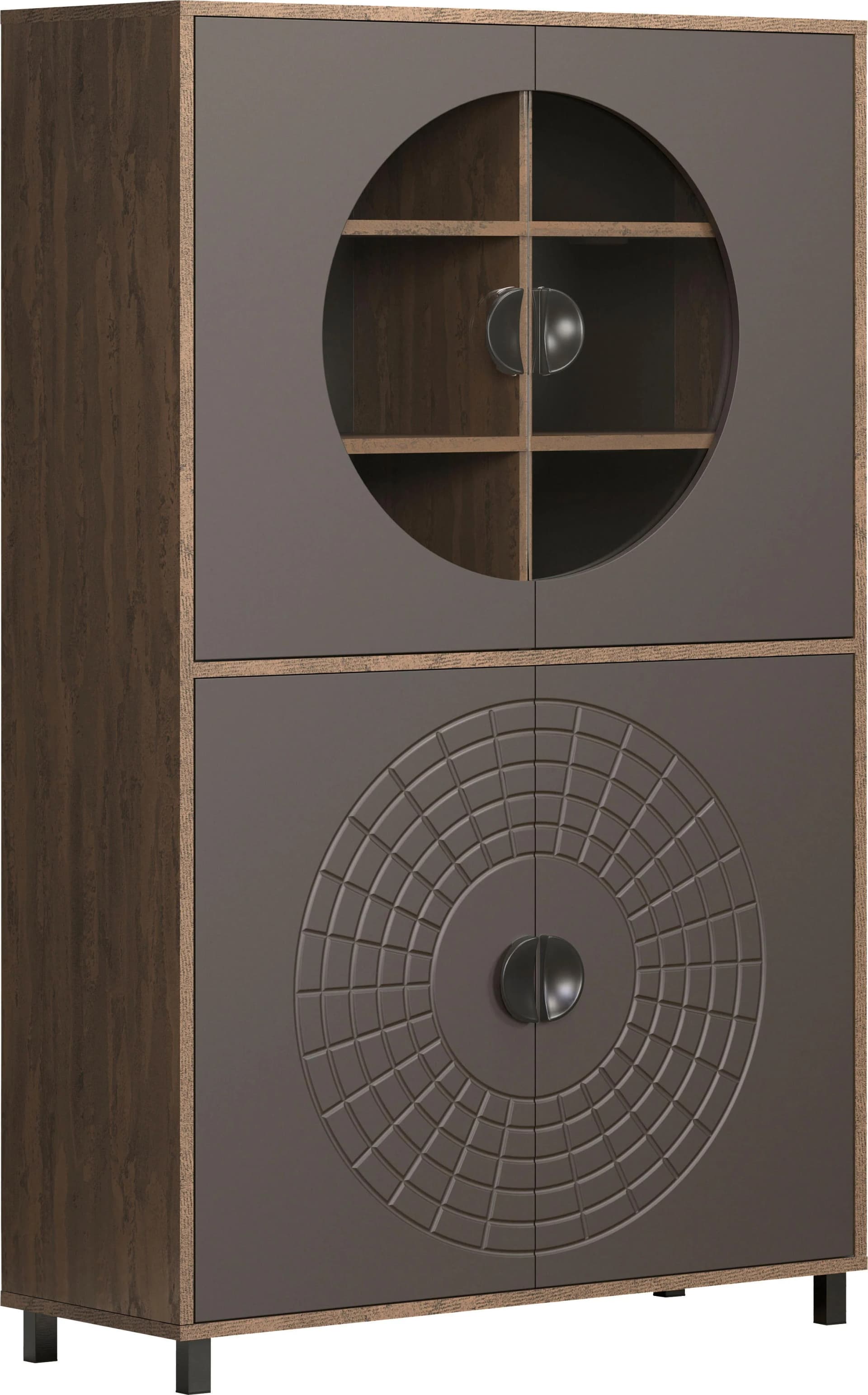 INOSIGN Hochkommode Fusion Vitrine Braun Schwarz Vintage