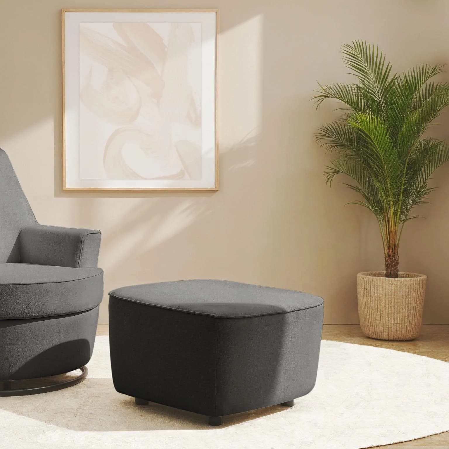 HOME AFFAIRE Polsterhocker HETTY Dunkelgrau Polyester