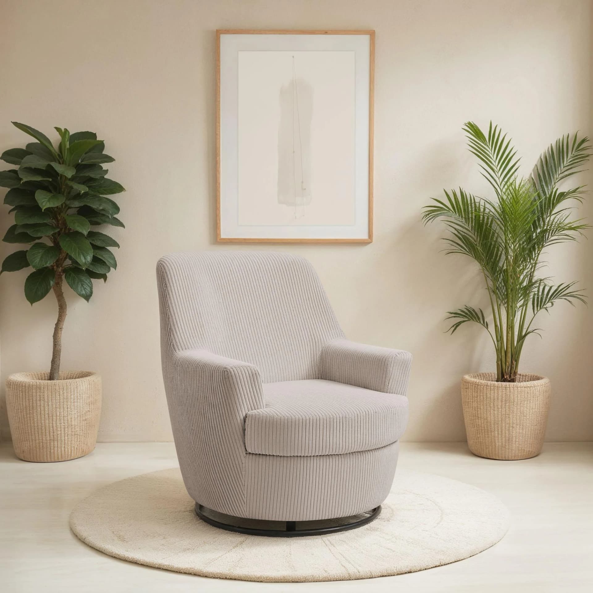 HOME AFFAIRE HETTY Drehsessel Taupe Cord mit Wippfunktion
