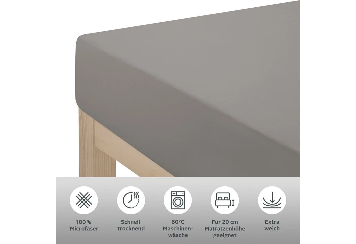 OTTO HOME Spannbettlaken Desner Grau Mikrofaser 180x200