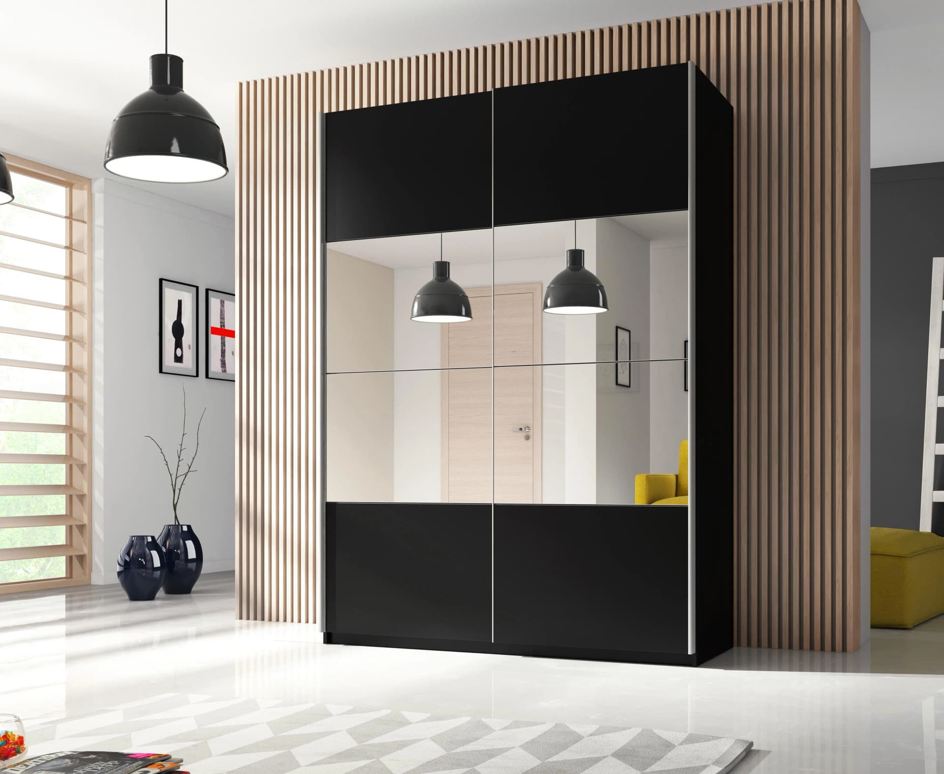 Home affaire Schwebetürenschrank Beta Schwarz mit Spiegel
