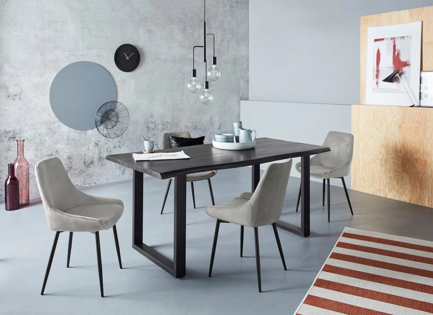 OTTO HOME Niam Esszimmerstuhl 2er Set hellgrau Samt