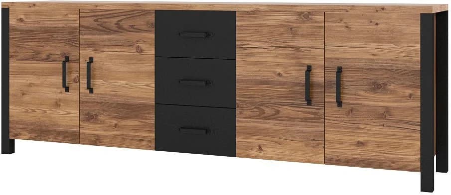HOME AFFAIRE Sideboard Olin Braun Schwarz Matt Holzoptik