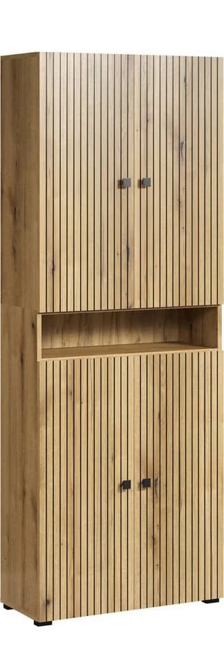 welltime Hochschrank Amrum Badezimmerschrank Braun Modern