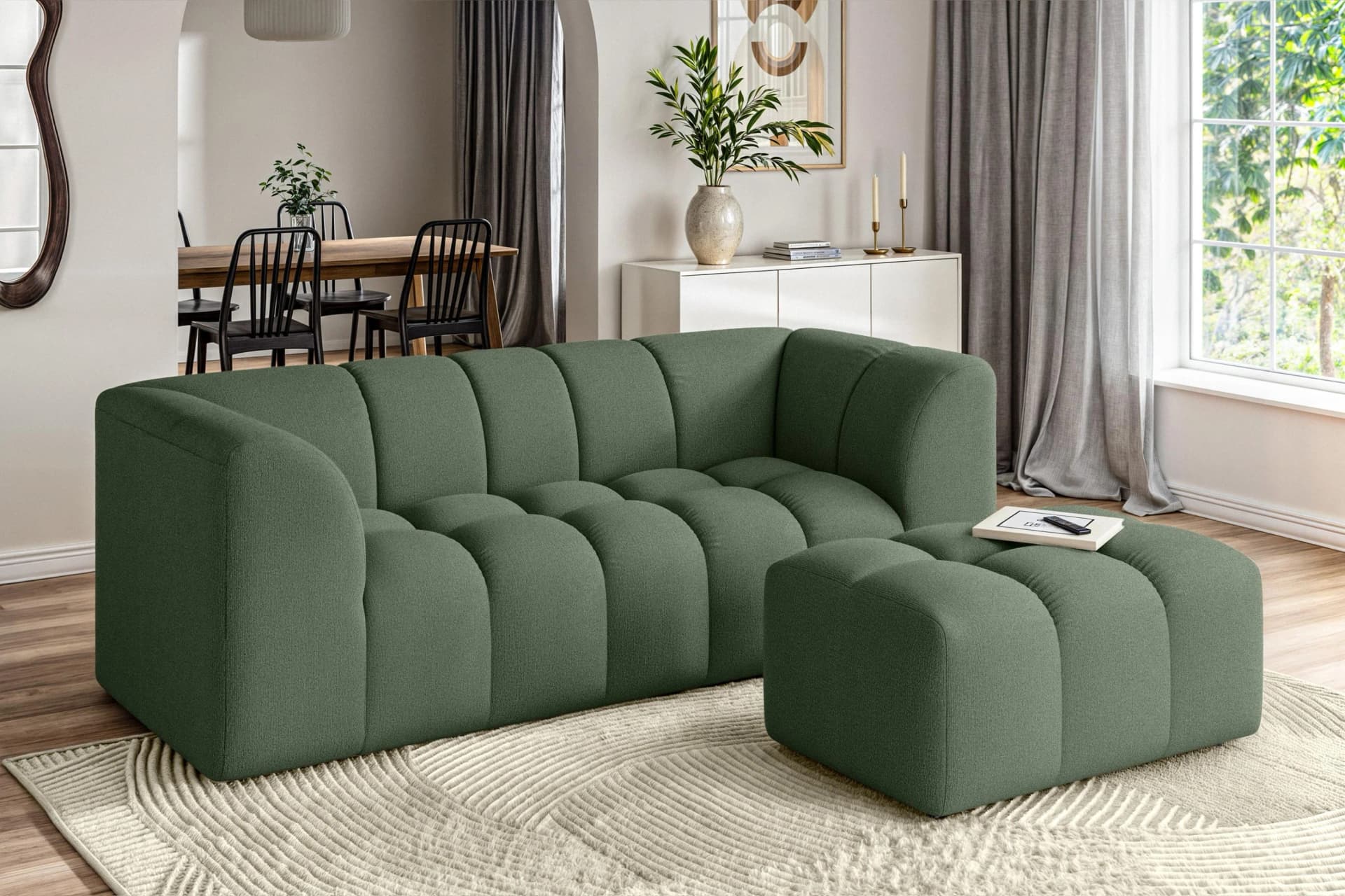 HOME AFFAIRE TUURE 3-Sitzer Sofa Grün Modern Steppung