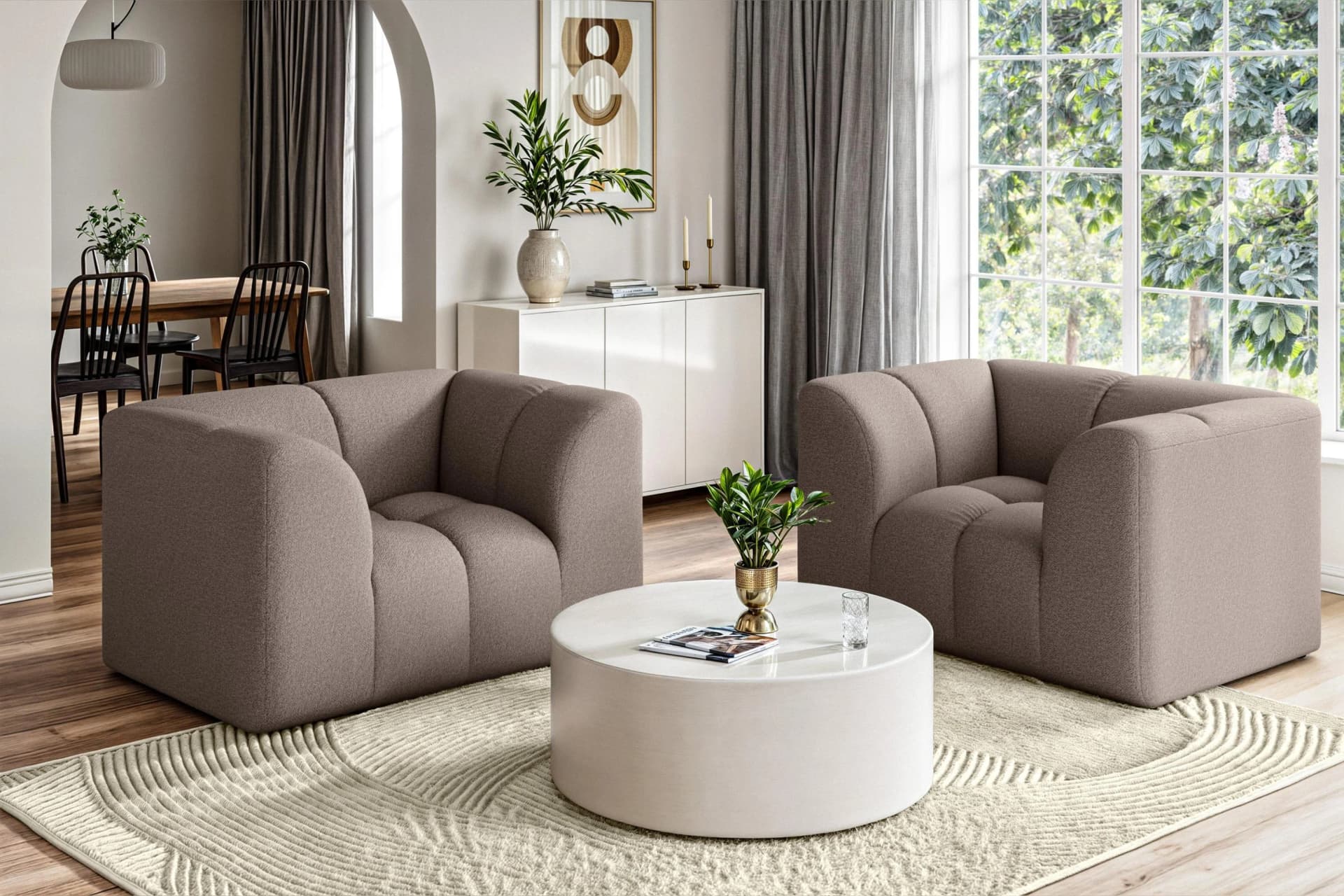 HOME AFFAIRE Sessel TUURE Braun Moderner Polstersessel mit Wellenunterfederung