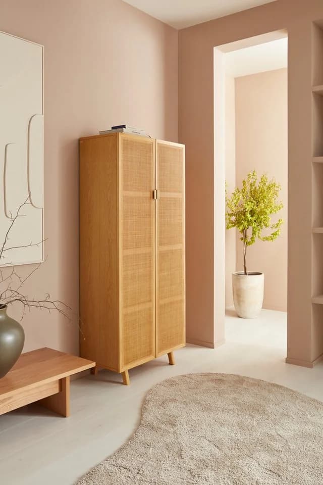 LeGer Home Highboard Lina Beige FSC-Zertifiziert Teilmassiv