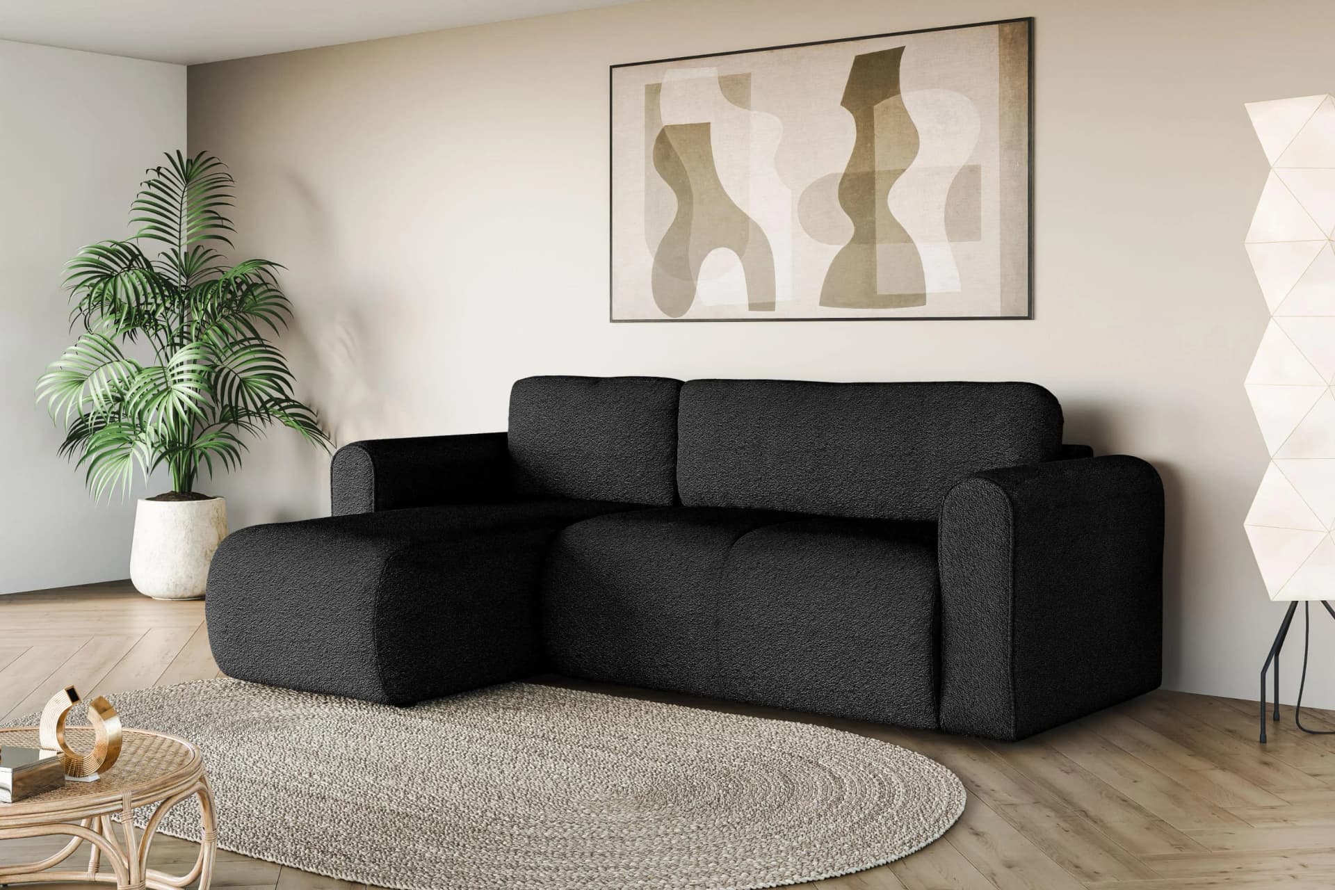 OTTO HOME Ecksofa Zacharia Schwarz mit Bettkasten und Recamiere