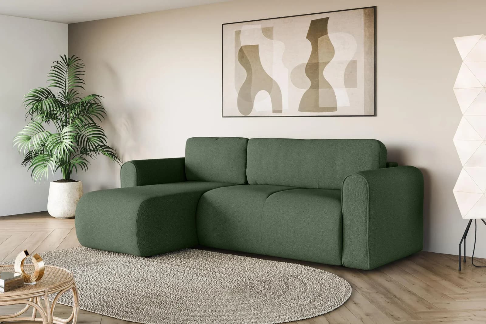 OTTO HOME Ecksofa Zacharia Dunkelgrün mit Bettkasten