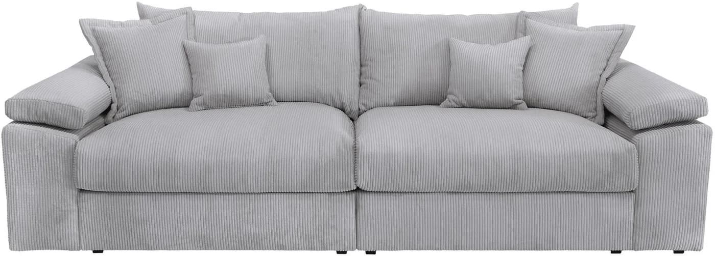 HOME AFFAIRE Big-Sofa Soft&Cosy XL Cord hellgrau mit Federkern