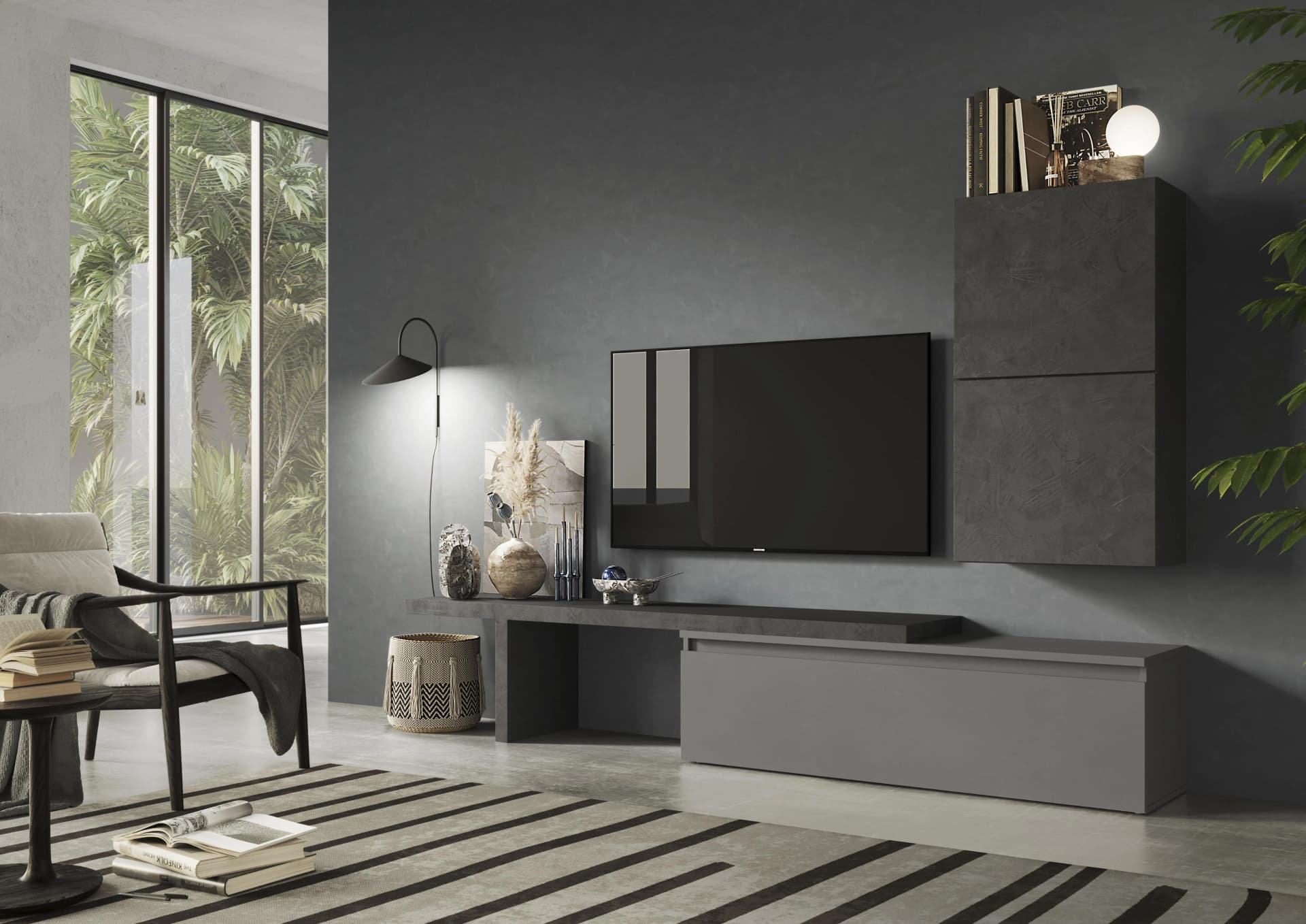 HOME AFFAIRE Infinity Wohnwand 4-tlg. Grau Wandmontage