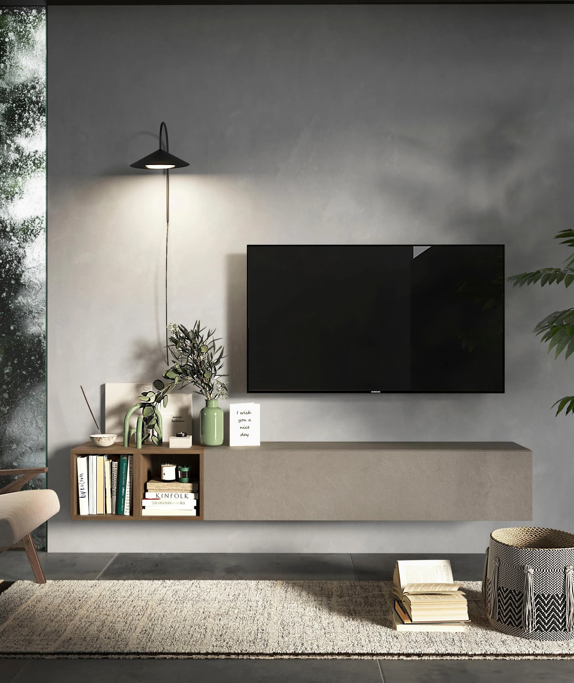 HOME AFFAIRE Infinity Wohnwand Set Grau Lehmfarben