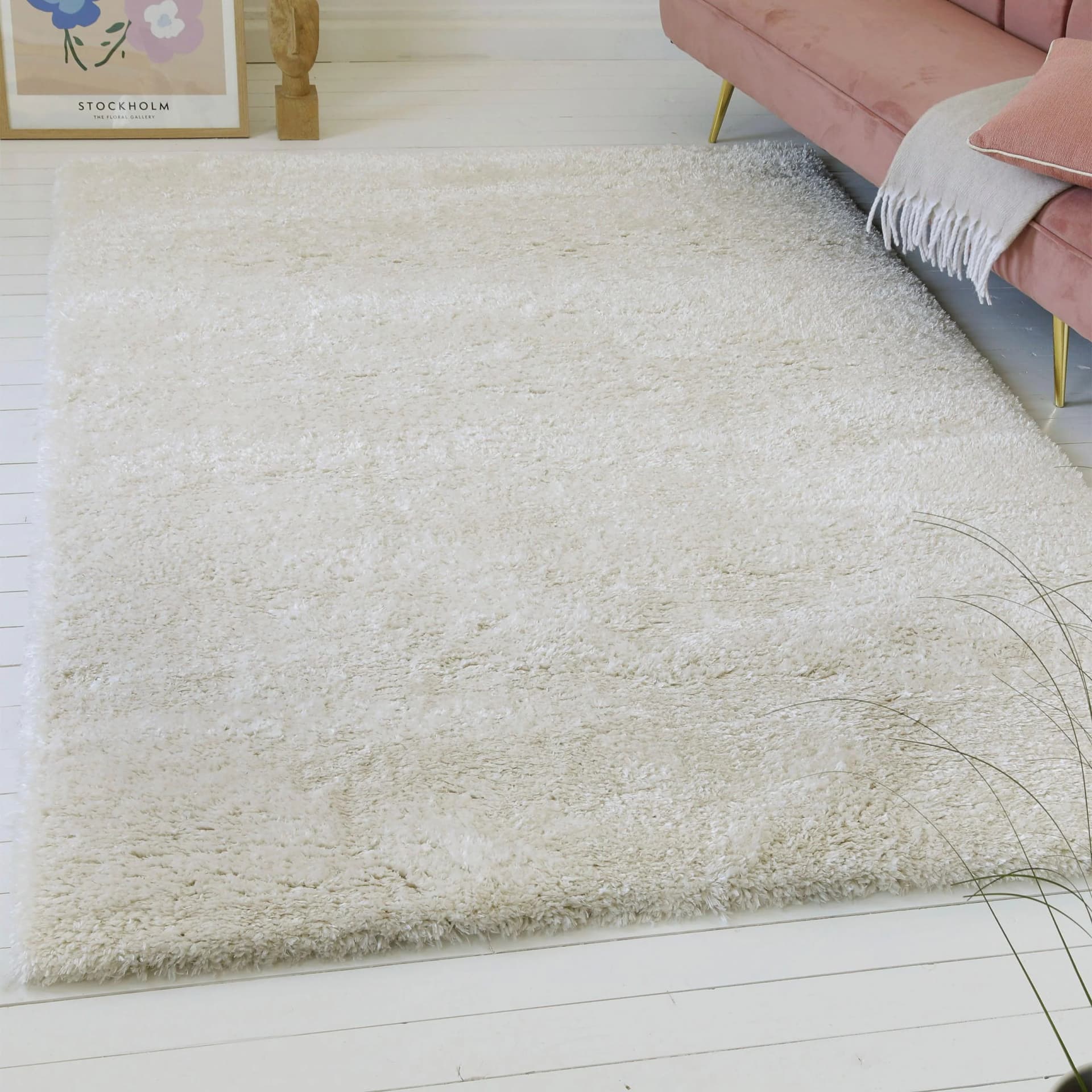 OTTO HOME Hochflor-Teppich Saul Weiß Uni-Design