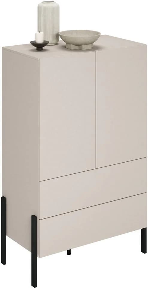 OTTO HOME Jukon Wäscheschrank Beige Grifflos 2 Türen 2 Schubladen