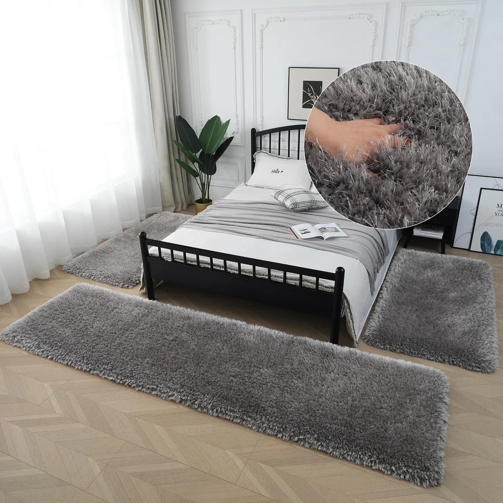OTTO HOME Bettumrandung Micro exclusiv Grau Hochflor Mikrofaser
