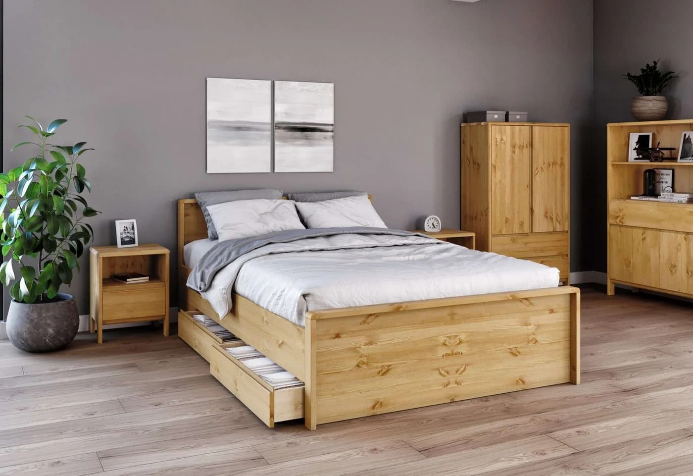 Massivholzbett Kiefer FSC-zertifiziert, beige, natur