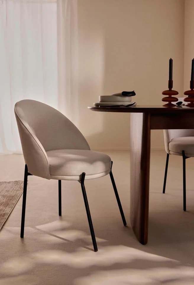 LEGER HOME Esszimmerstuhl Isalie Beige Polyester Metallgestell