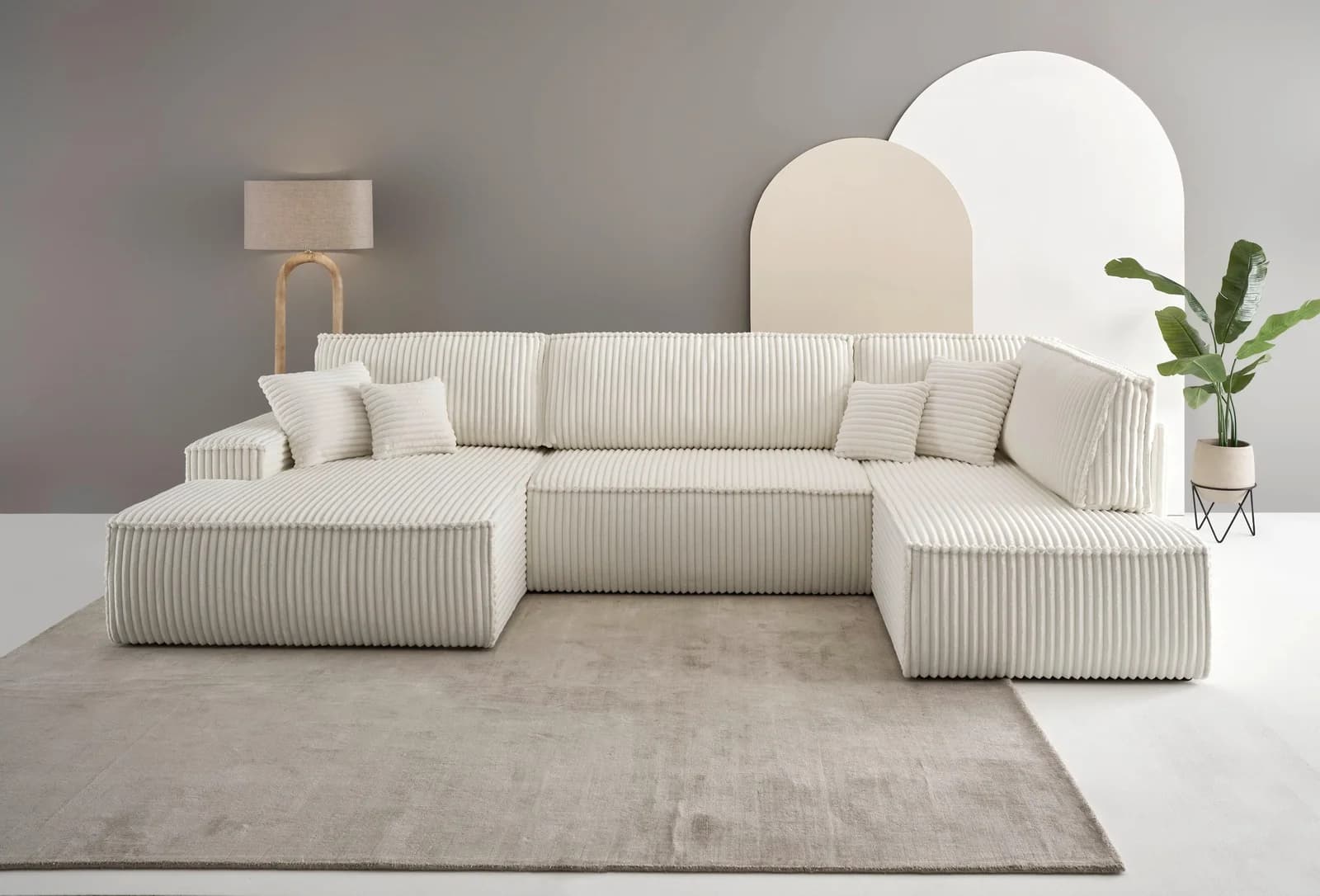 OTTO HOME Wohnlandschaft FINNLEY U-Form XXL Beige Cord