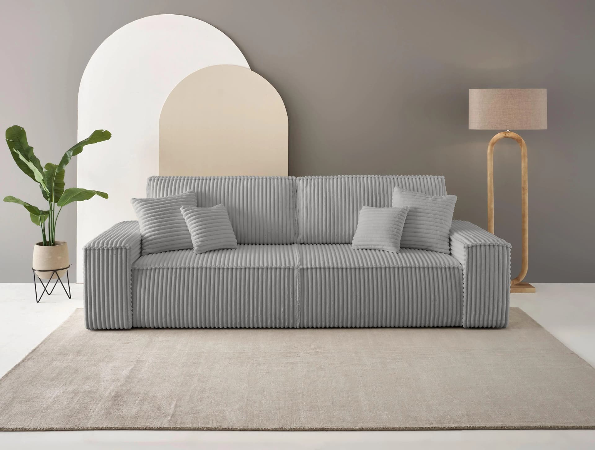 OTTO HOME FINNLEY Schlafsofa 3-Sitzer Grau mit Bettkasten