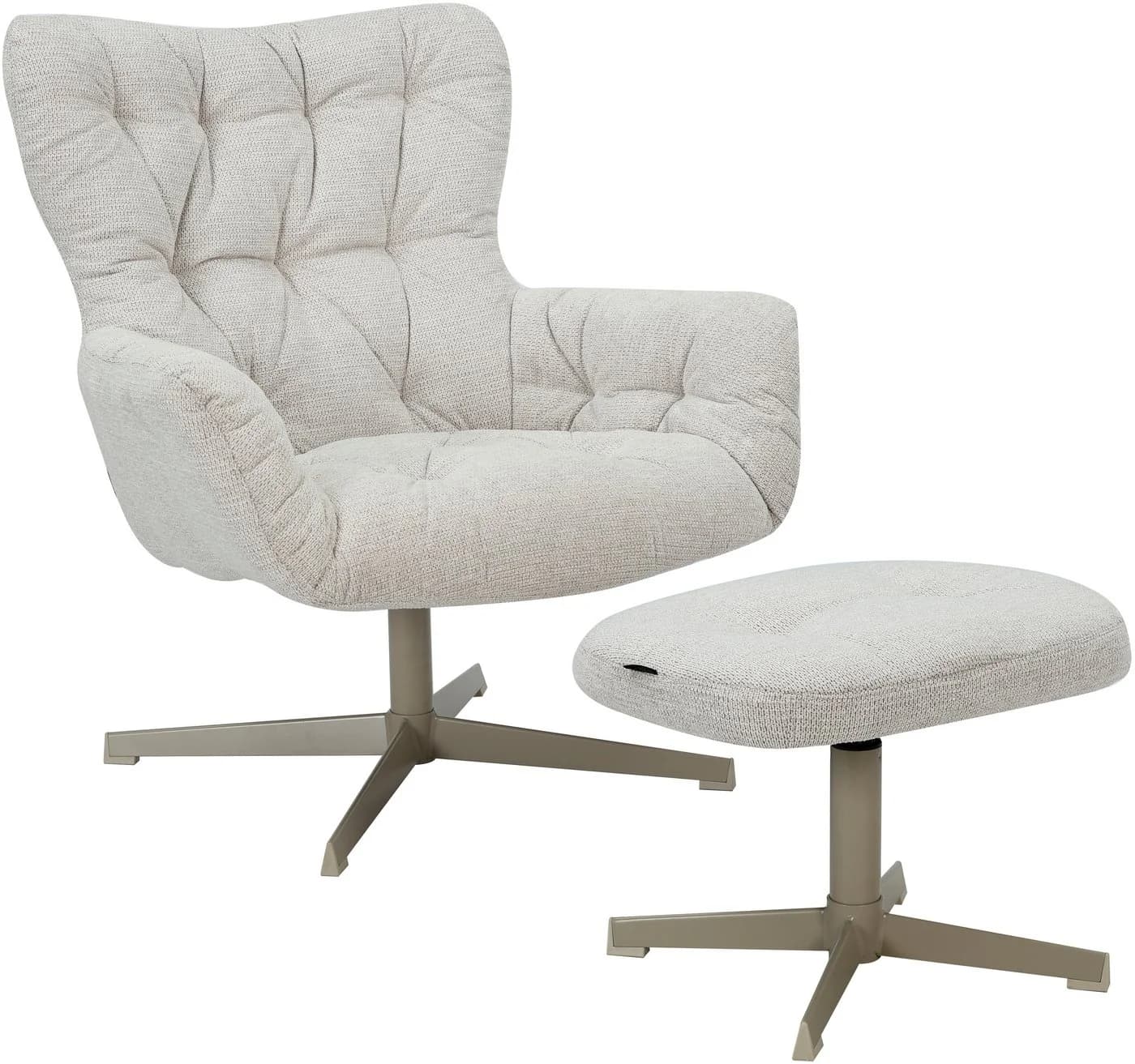 HOME AFFAIRE Vergas Ohrensessel mit Hocker Beige Drehfunktion