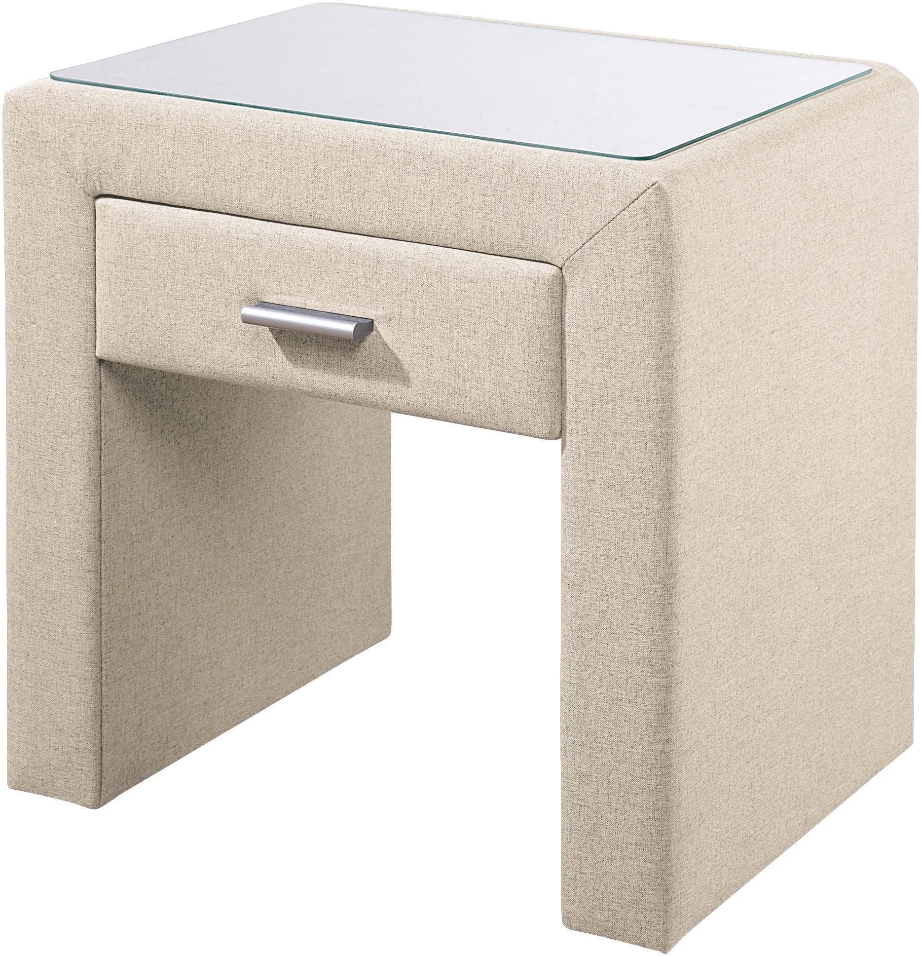 Nachttisch MAINTAL Felsental Beige Glasplatte 1 Schublade