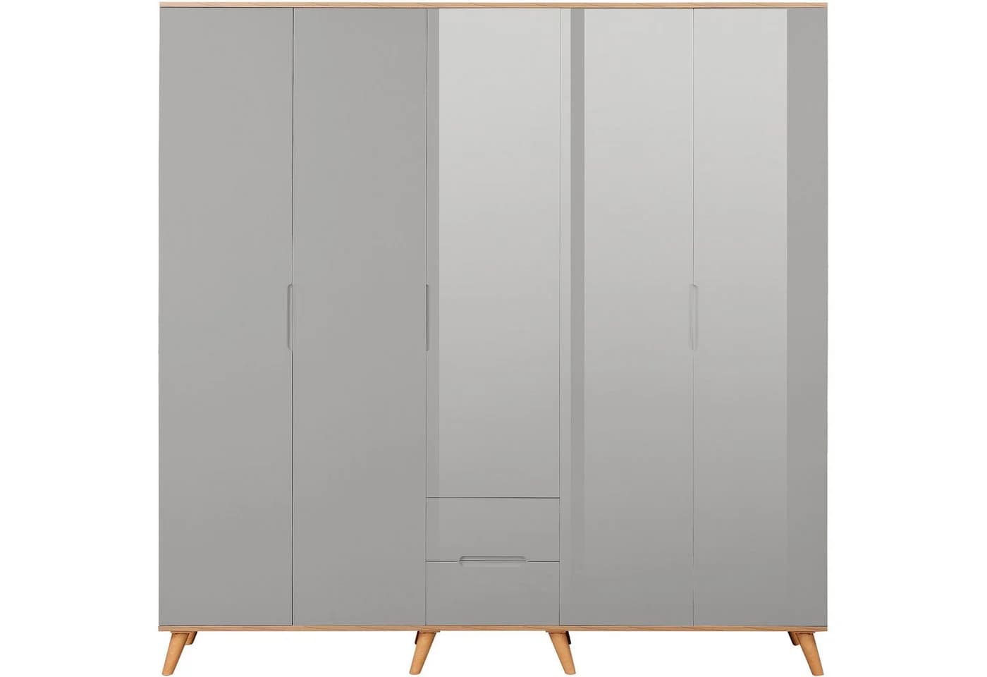 OTTO HOME Lund Kleiderschrank Grau Hochglanz Skandinavisch