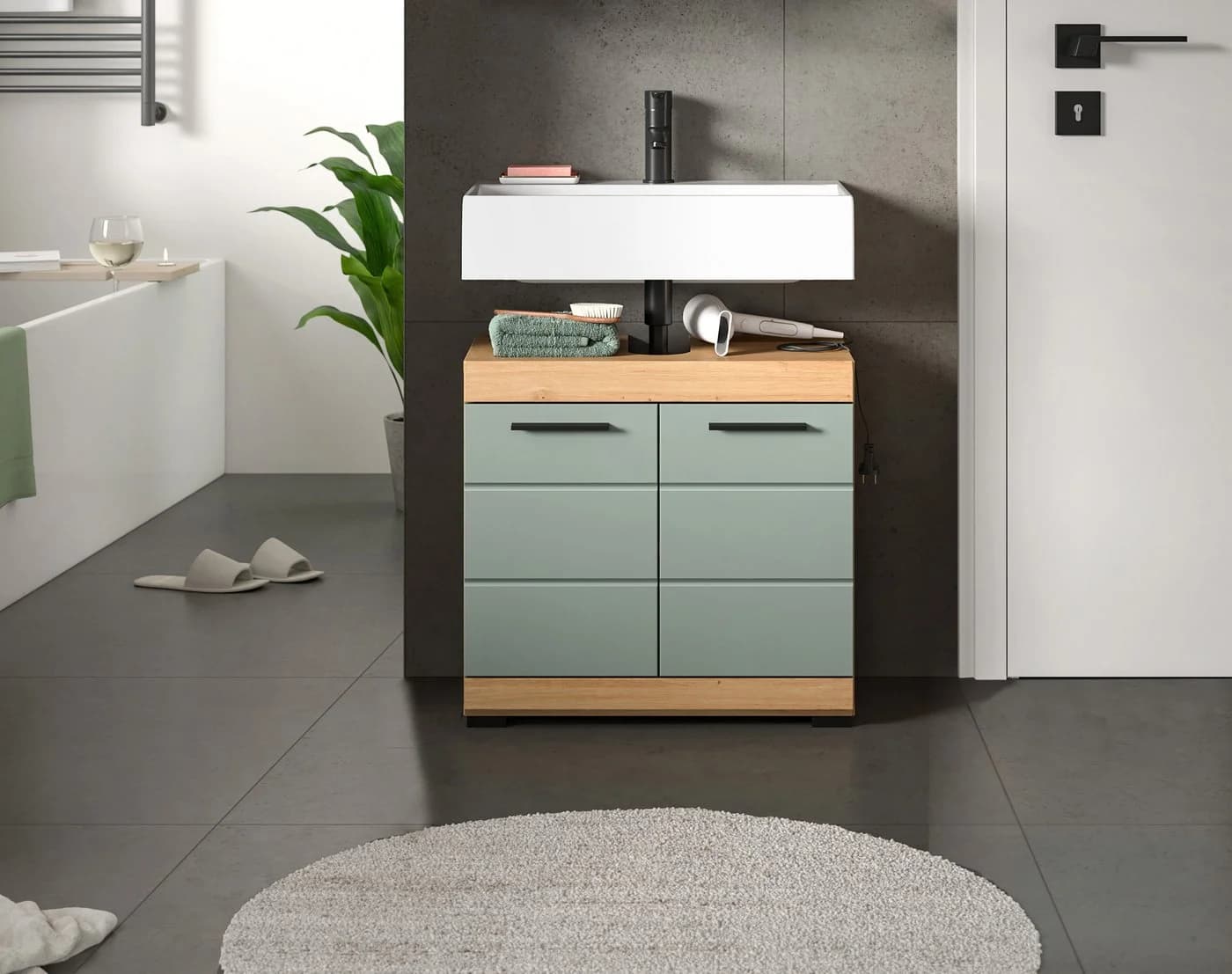 welltime Waschbeckenunterschrank SIENA 60cm 2 Tür MDF-Front