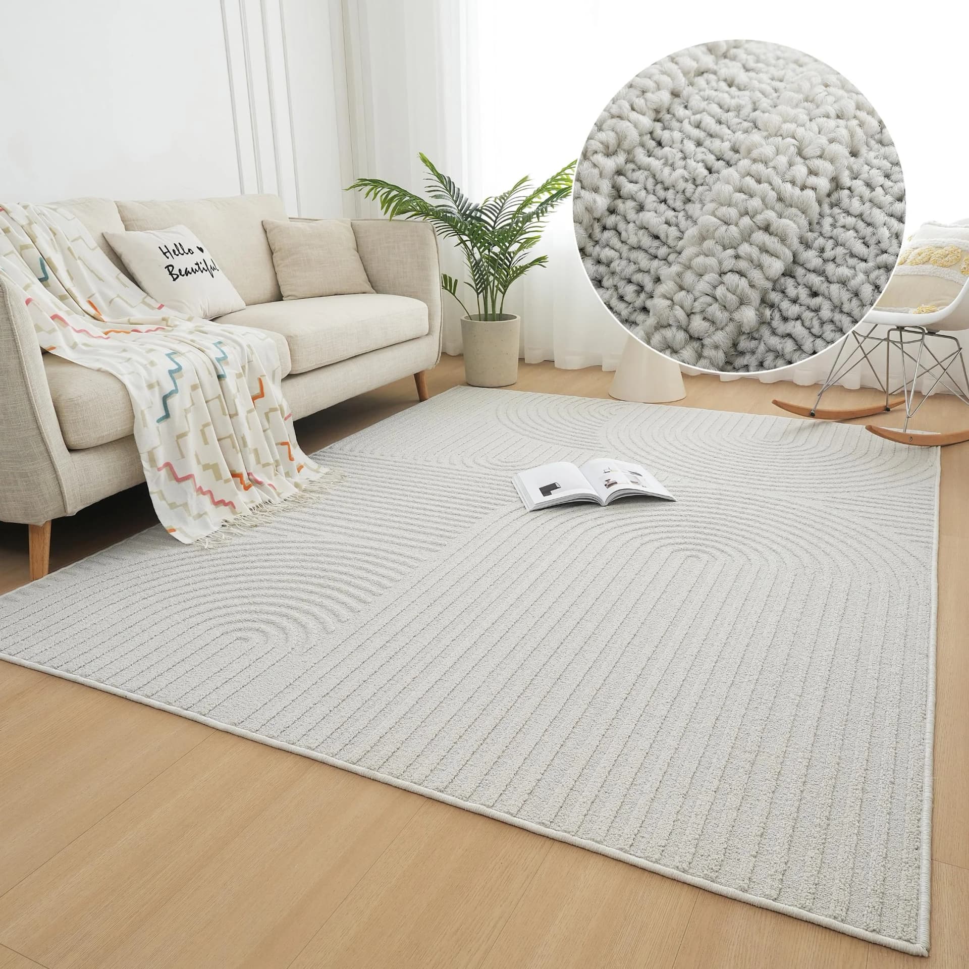 Moderner Boho Teppich in Grau, 120x180 cm