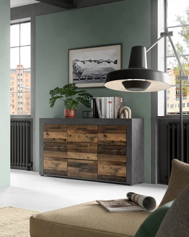 HOME AFFAIRE Sideboard Aosta Grau mit Schubkästen