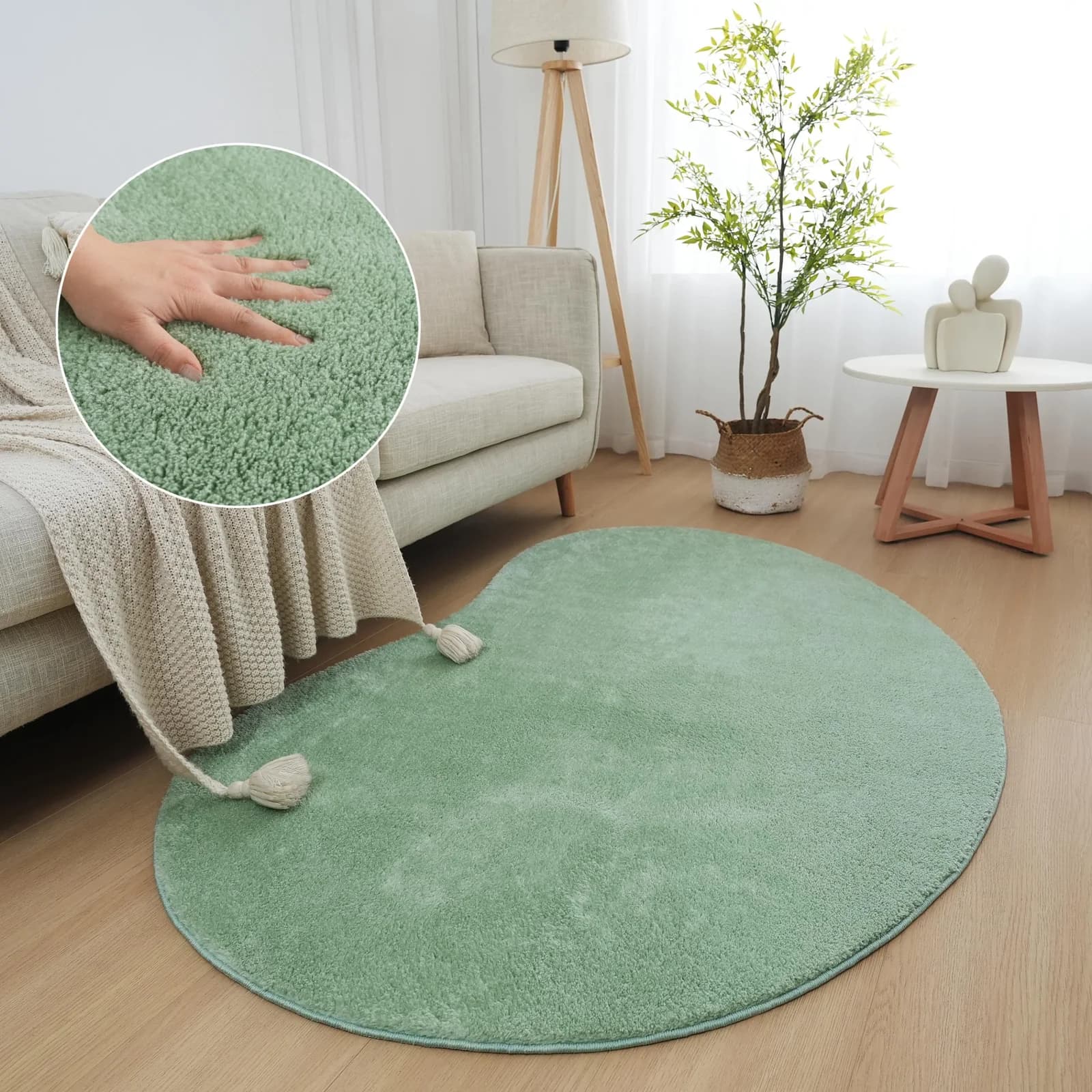 Teppich MY HOME Cali Bean U-förmig Grün Kunstfaser