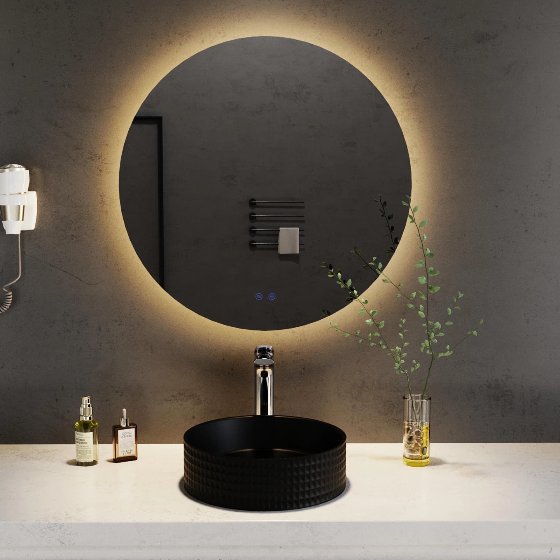 WELLTIME LED-Lichtspiegel Toledo rund 80cm mit Anti-Fog