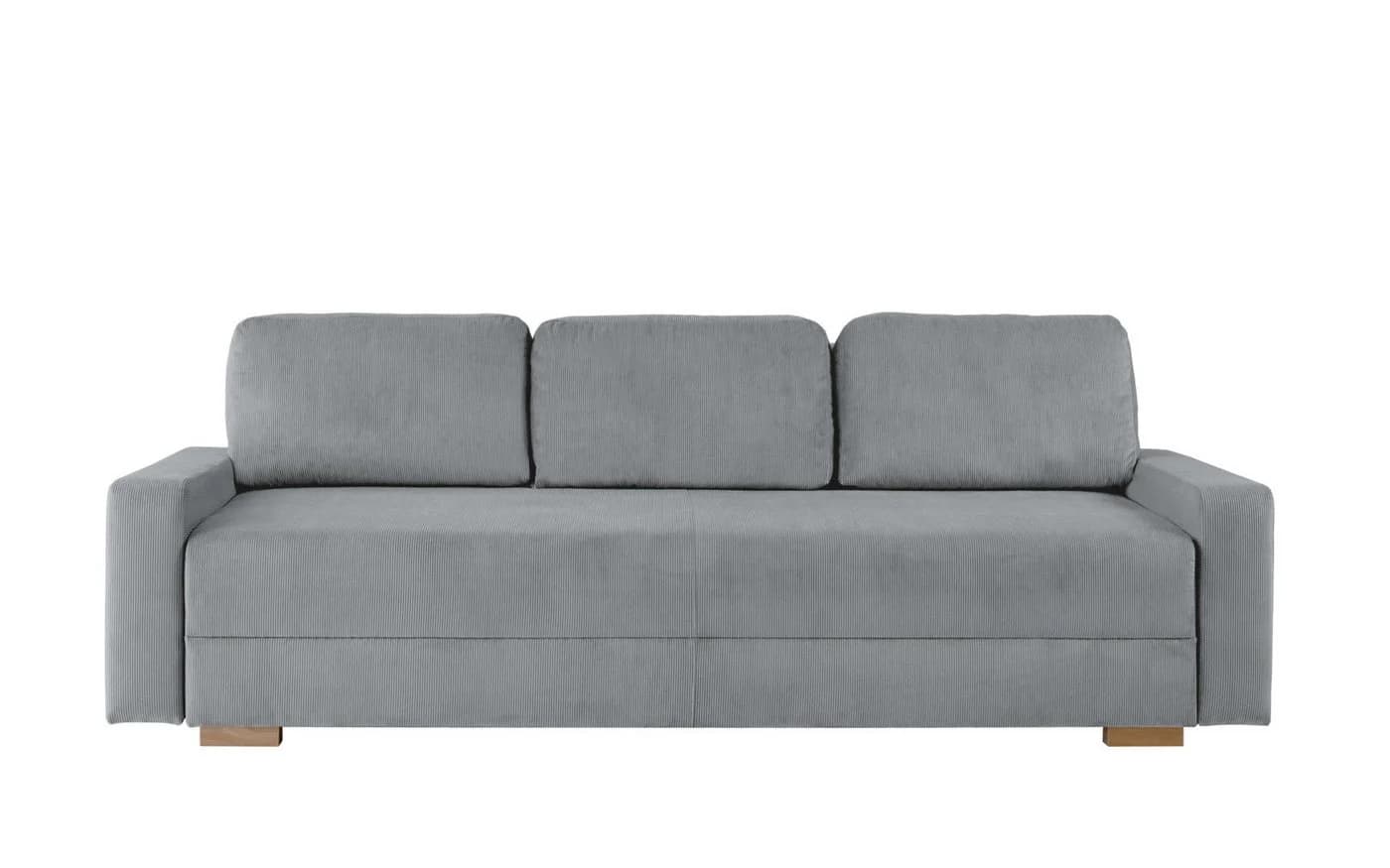 HOME AFFAIRE SHERIDIAN Schlafsofa 3-Sitzer Grau mit Bettkasten
