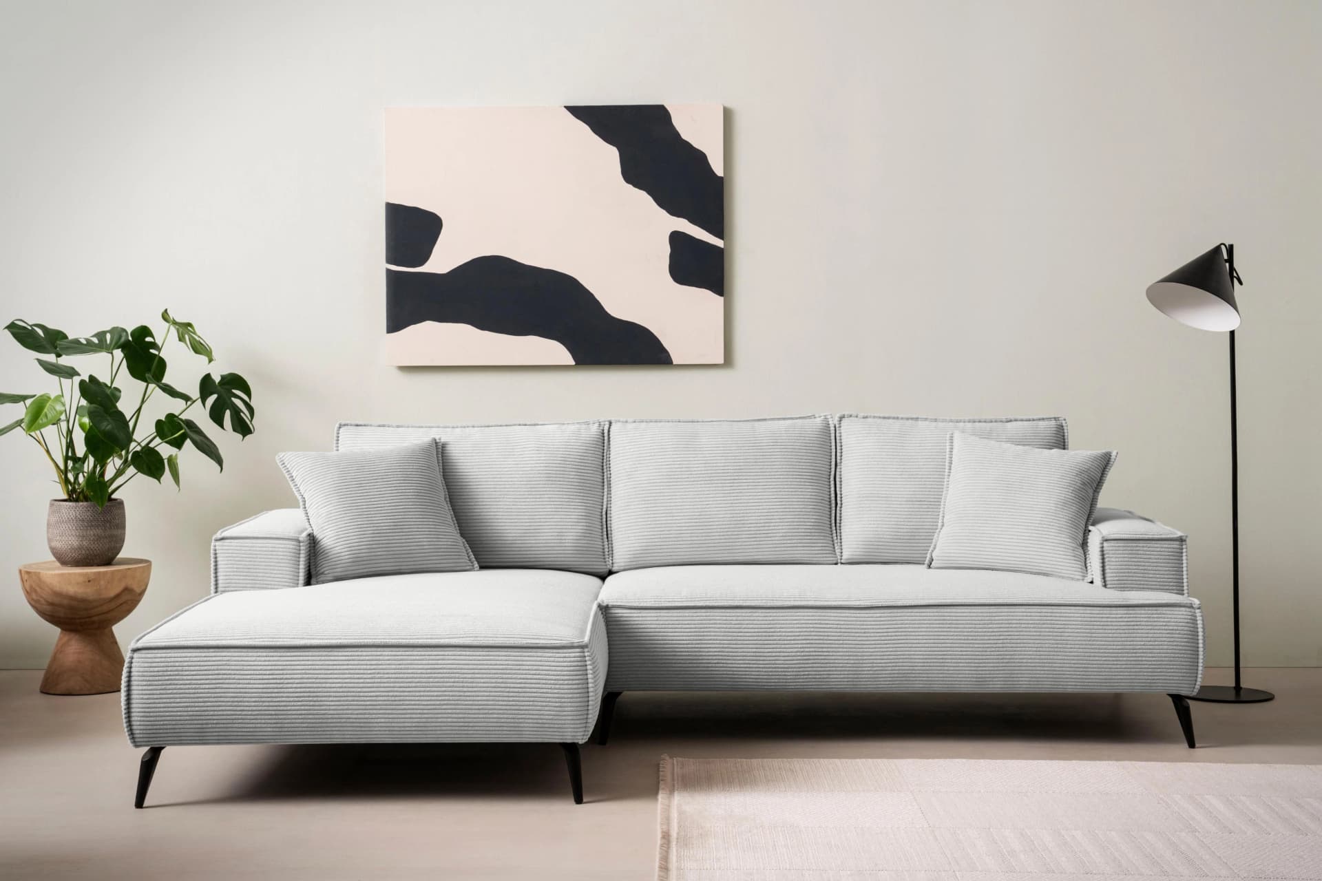 HOME AFFAIRE Ecksofa TVINNU L-Form Cord Hellgrau Recamiere Links