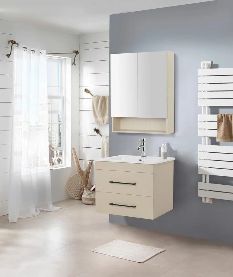 welltime Waschtisch Florenz Badschrank inkl. Waschbecken Kaschmir