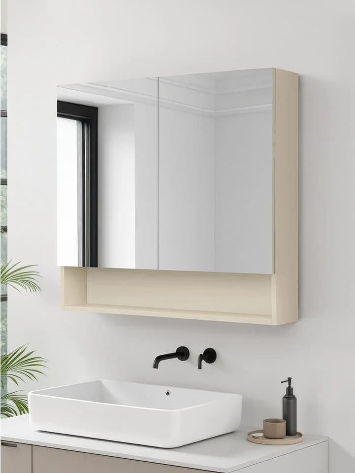 welltime Spiegelschrank Florenz 2 Türen Beige Landhausstil