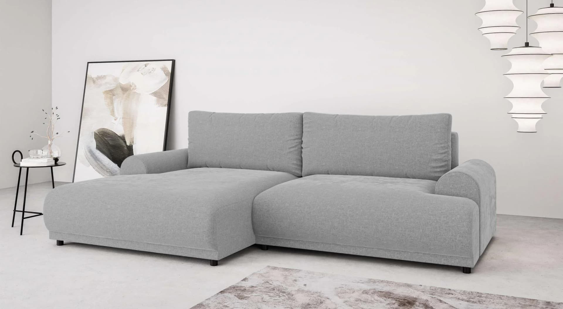 HOME AFFAIRE Ecksofa Marsby mit Bettfunktion und Bettkasten hellgrau