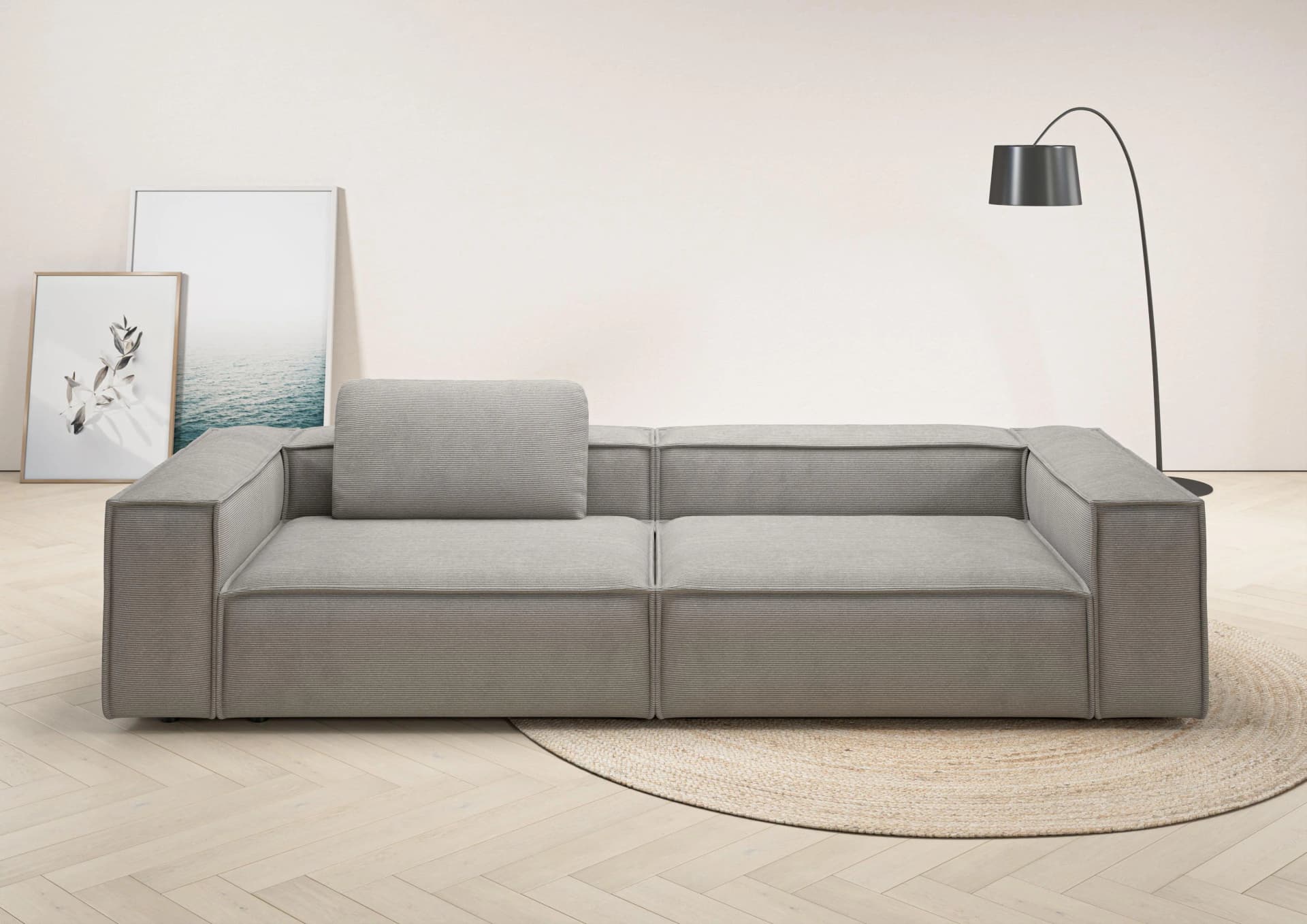 HOME AFFAIRE Watertown 3-Sitzer Sofa Grau Modern Feincord