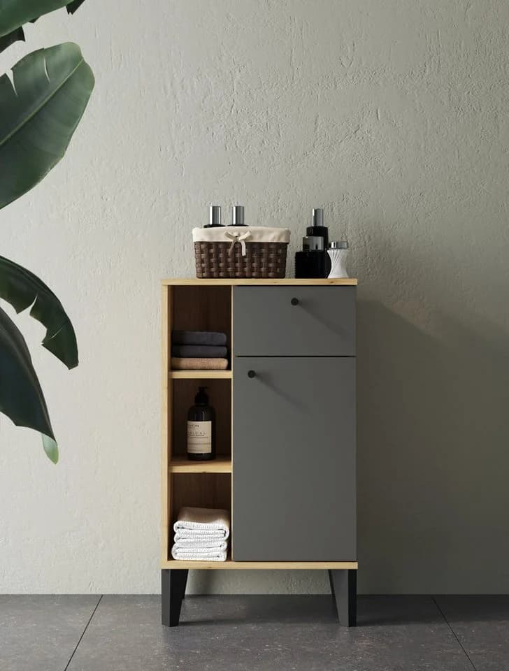 INOSIGN Midischrank Oslo Badschrank mit Knopfgriff Skandinavisches Design