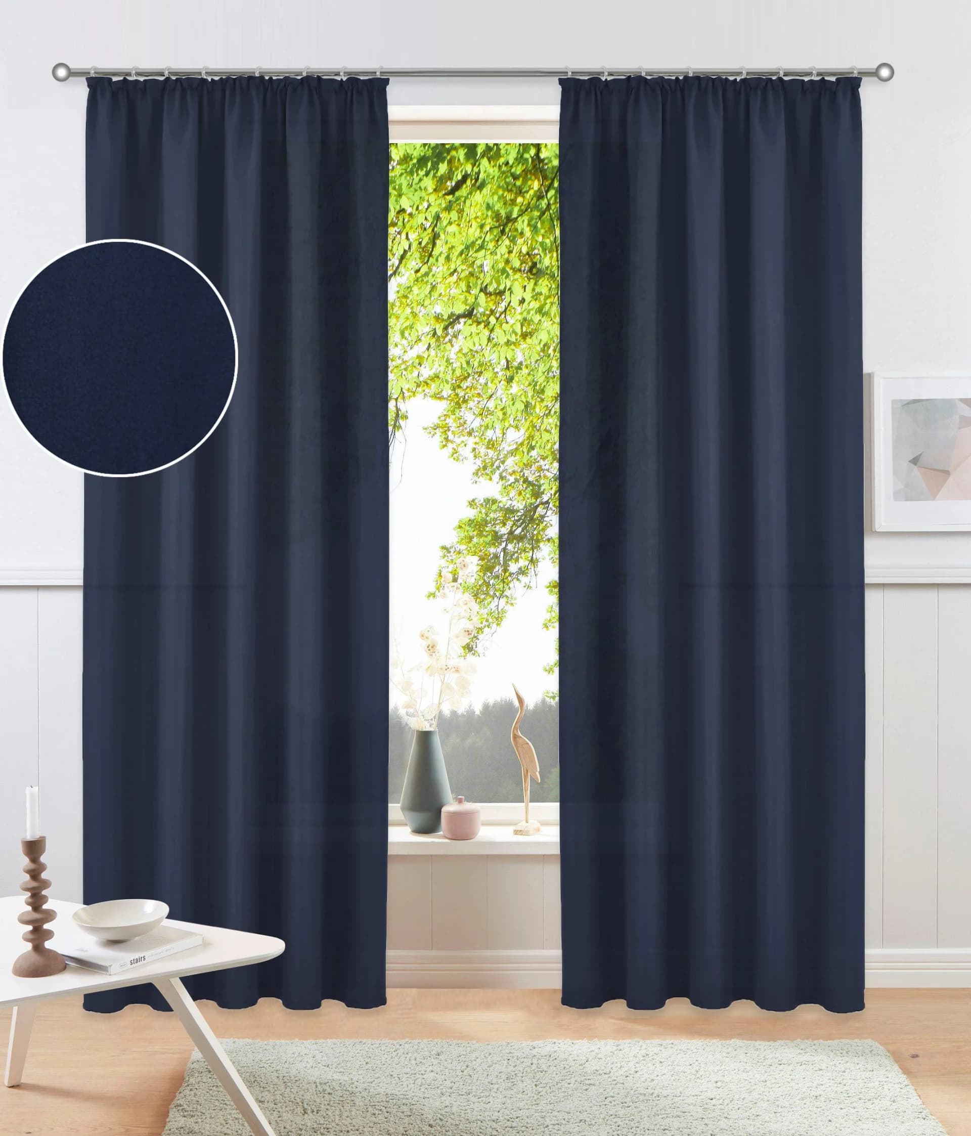 Vorhang MY HOME Raja Gardinen mit Kräuselband Wohnzimmer Blau