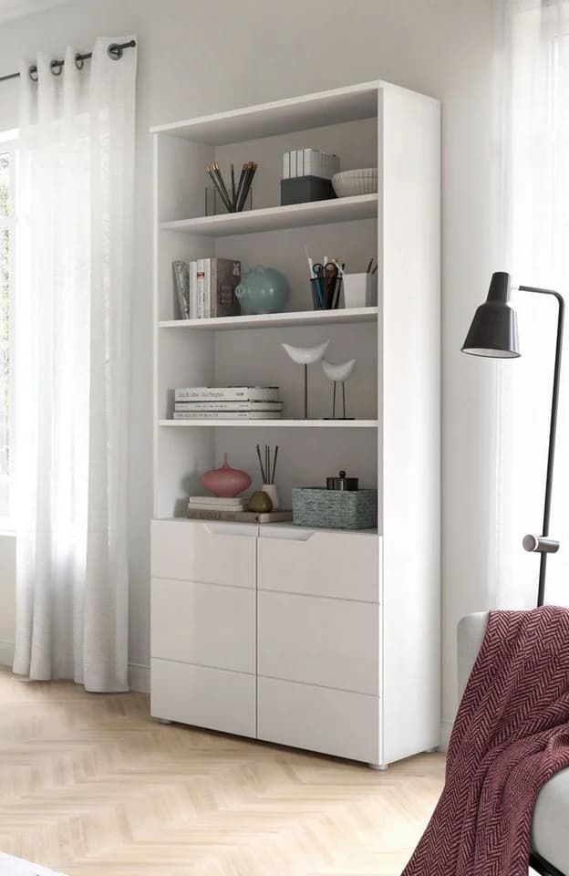 HOME AFFAIRE Aktenschrank CAPRI Weiß Hochglanz 2 Türen