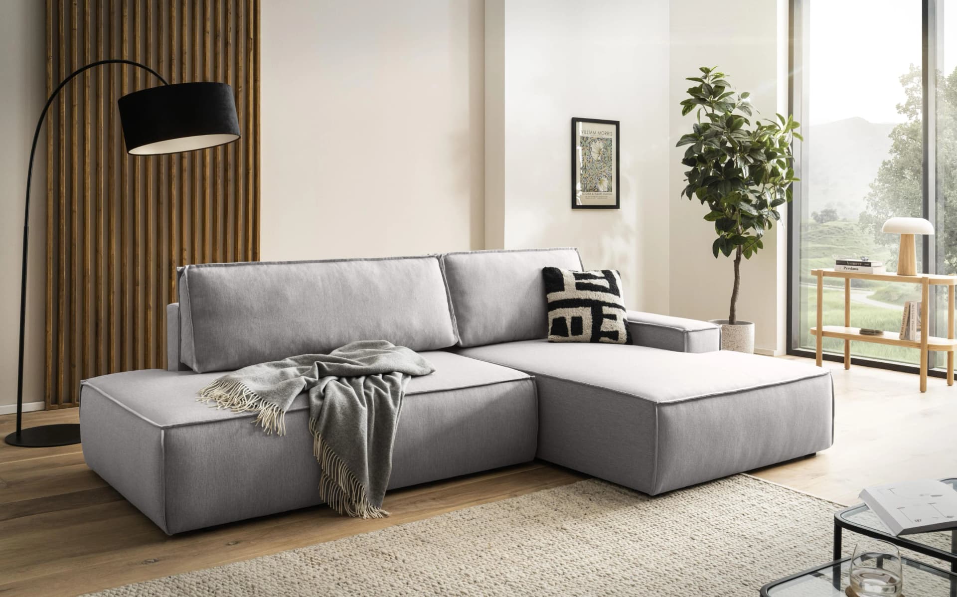 Home Affaire Ecksofa SHERWOOD L-Form Silbergrau mit Schlaffunktion