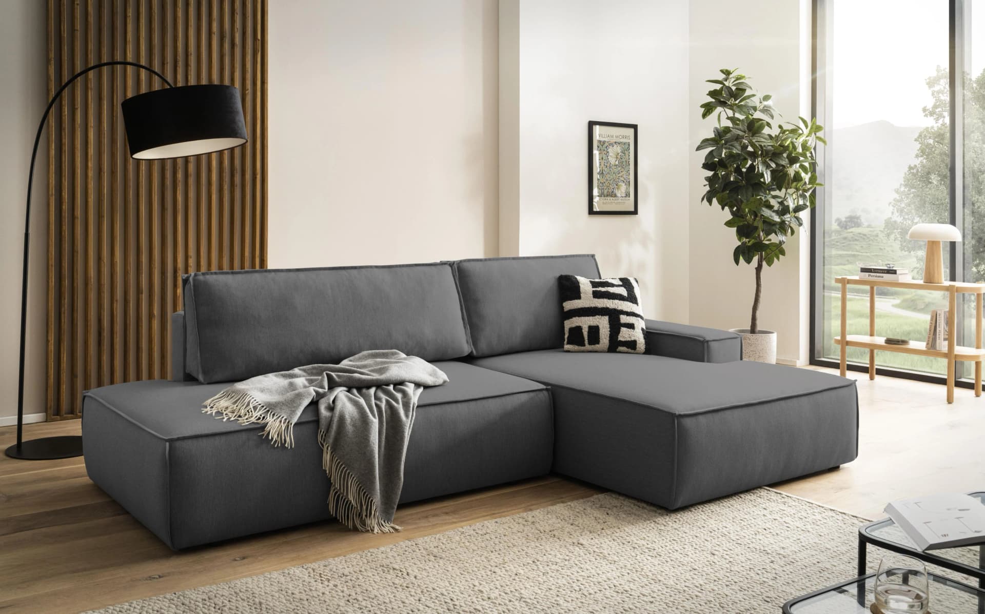 HOME AFFAIRE Ecksofa SHERWOOD L-Form Anthrazit mit Schlaffunktion