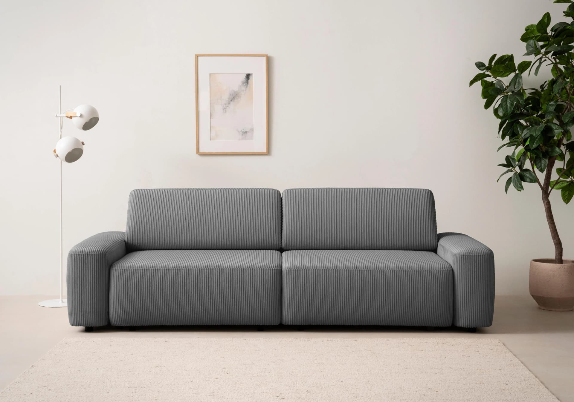 HOME AFFAIRE Torge 3-Sitzer Schlafsofa Anthrazit Cord
