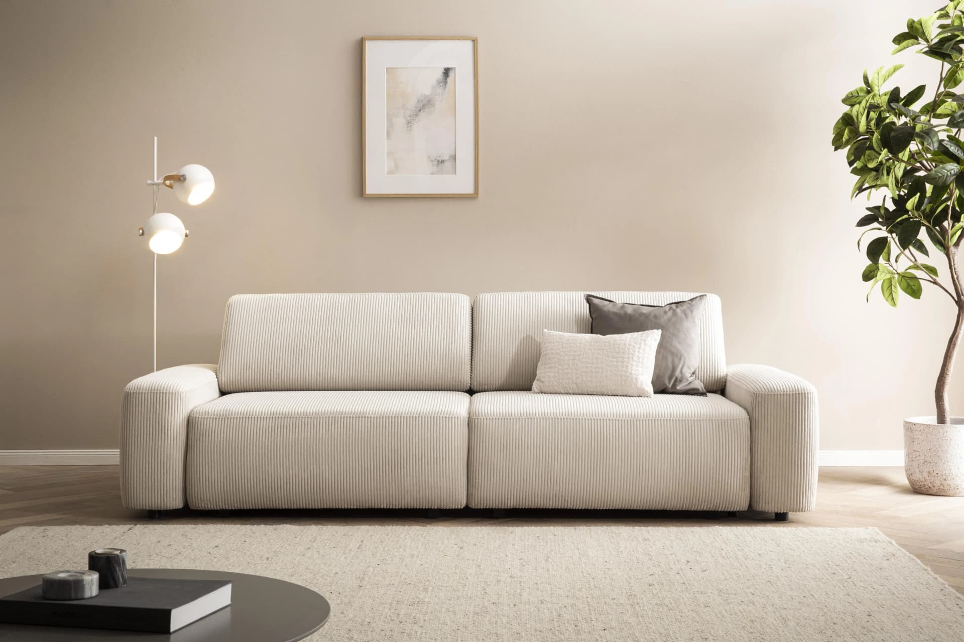 Home Affaire Schlafsofa Torge 3-Sitzer Cord Hellbeige