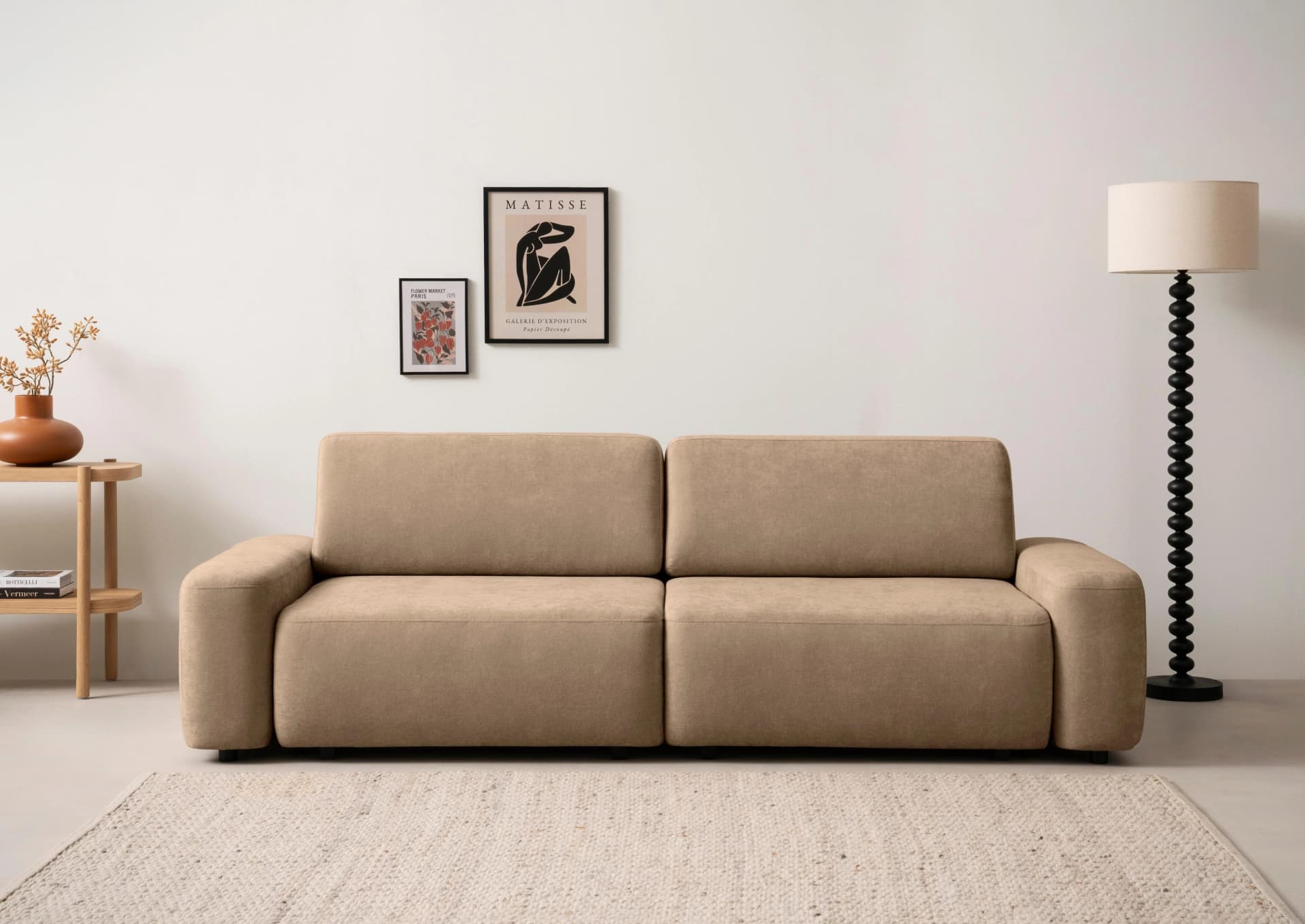 HOME AFFAIRE Torge 3-Sitzer Schlafsofa Hellbraun mit Bettkasten