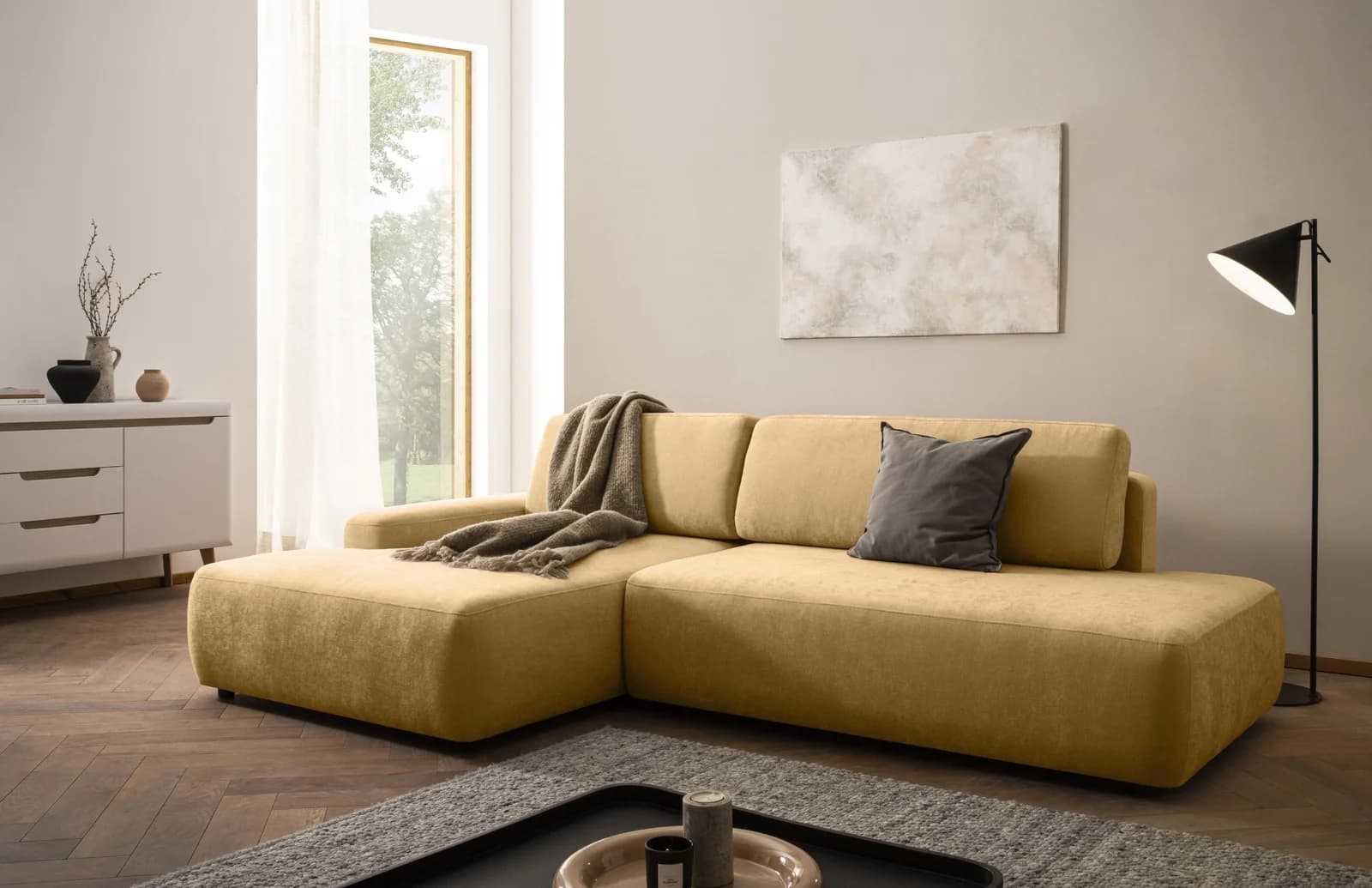 Home Affaire Ecksofa Torge L-Form Honiggelb mit Schlaffunktion