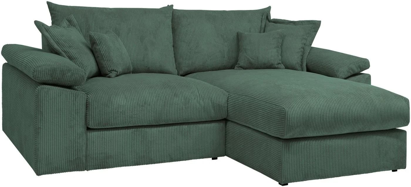 HOME AFFAIRE Ecksofa Soft&Cosy XL L-Form Dunkelgrün Cord